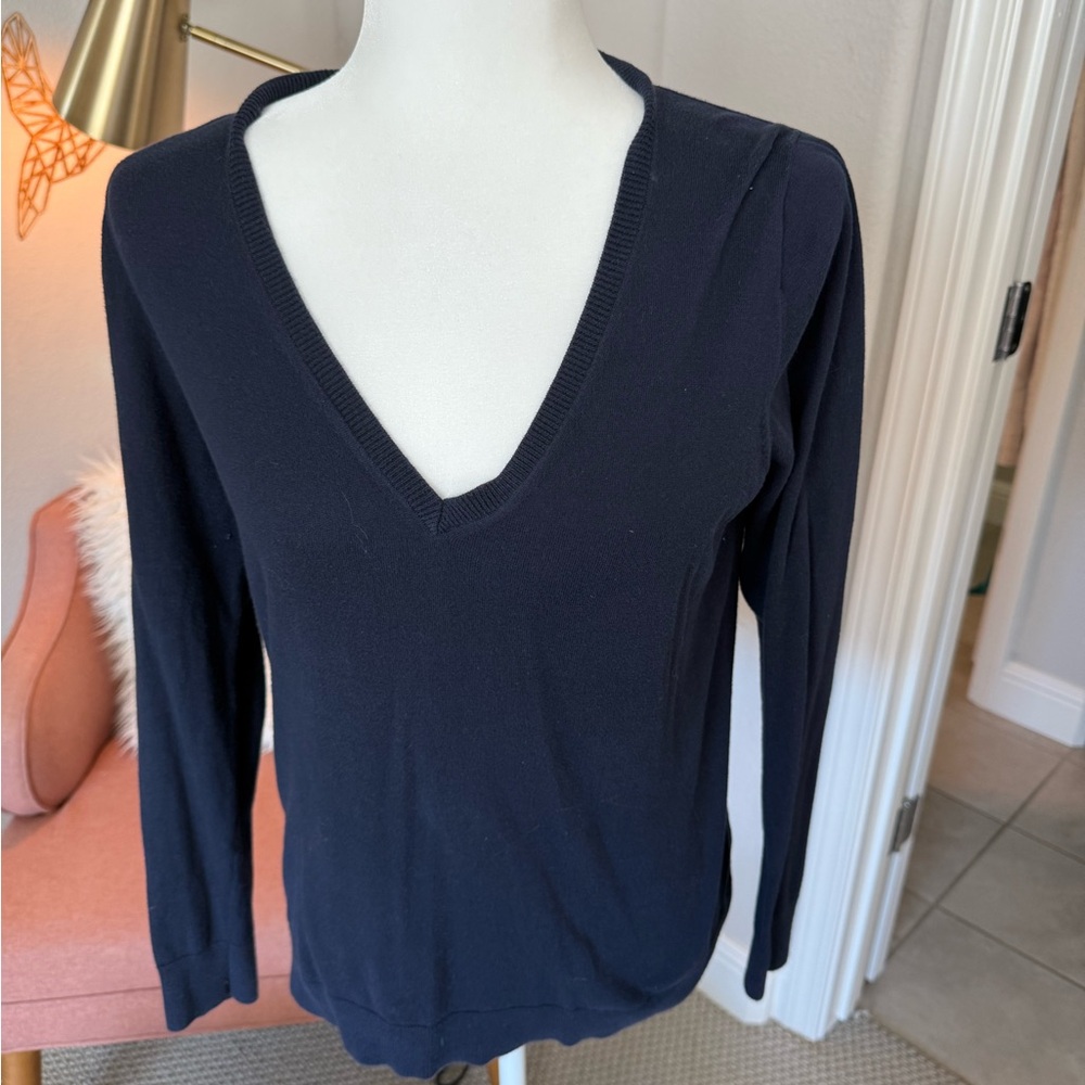 Classic Navy Blue V-Neck Sweater